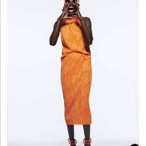 Zara JACQUARD PLEATED SKIRT